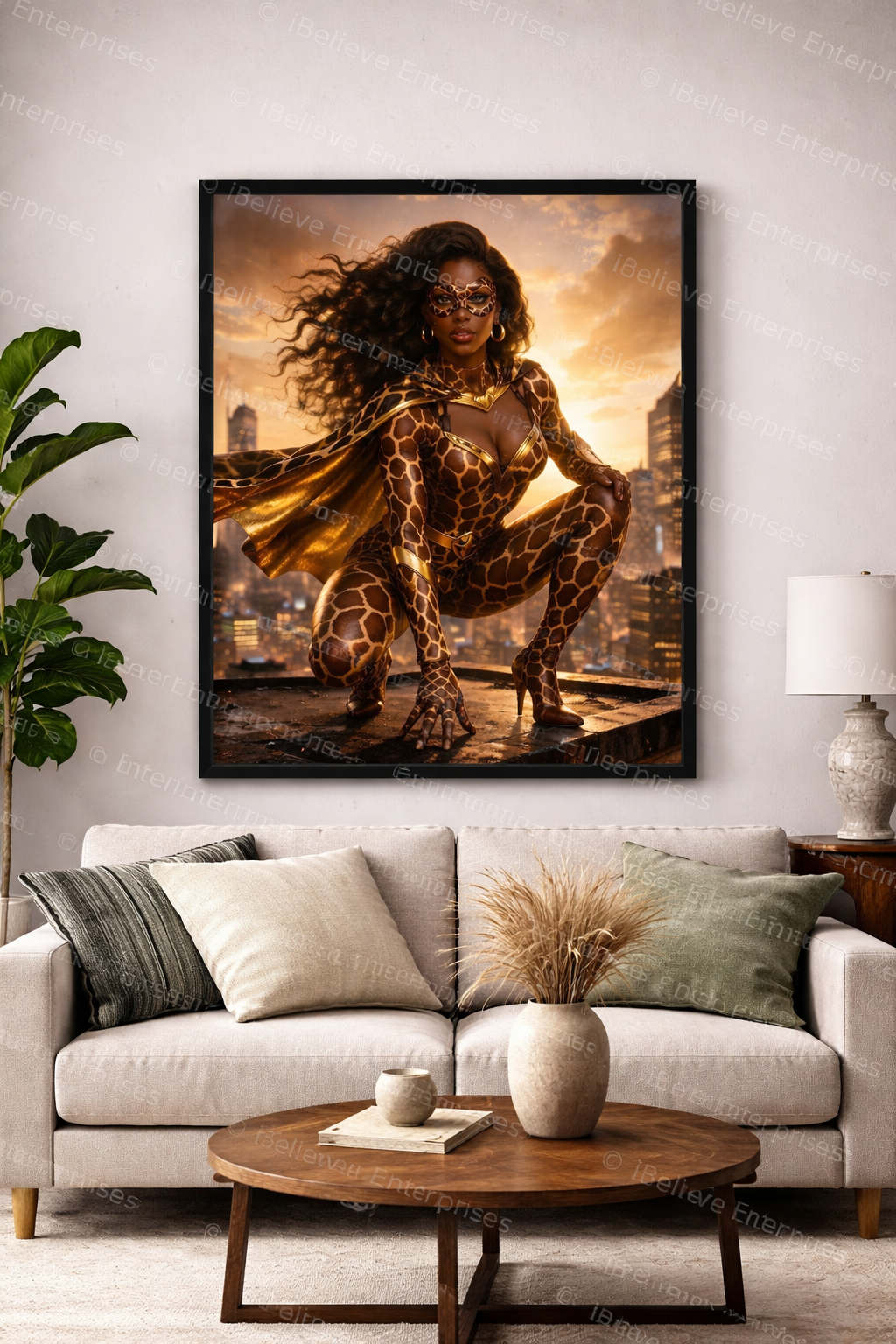 The Giraffe Goddess — AI Digital Art Print