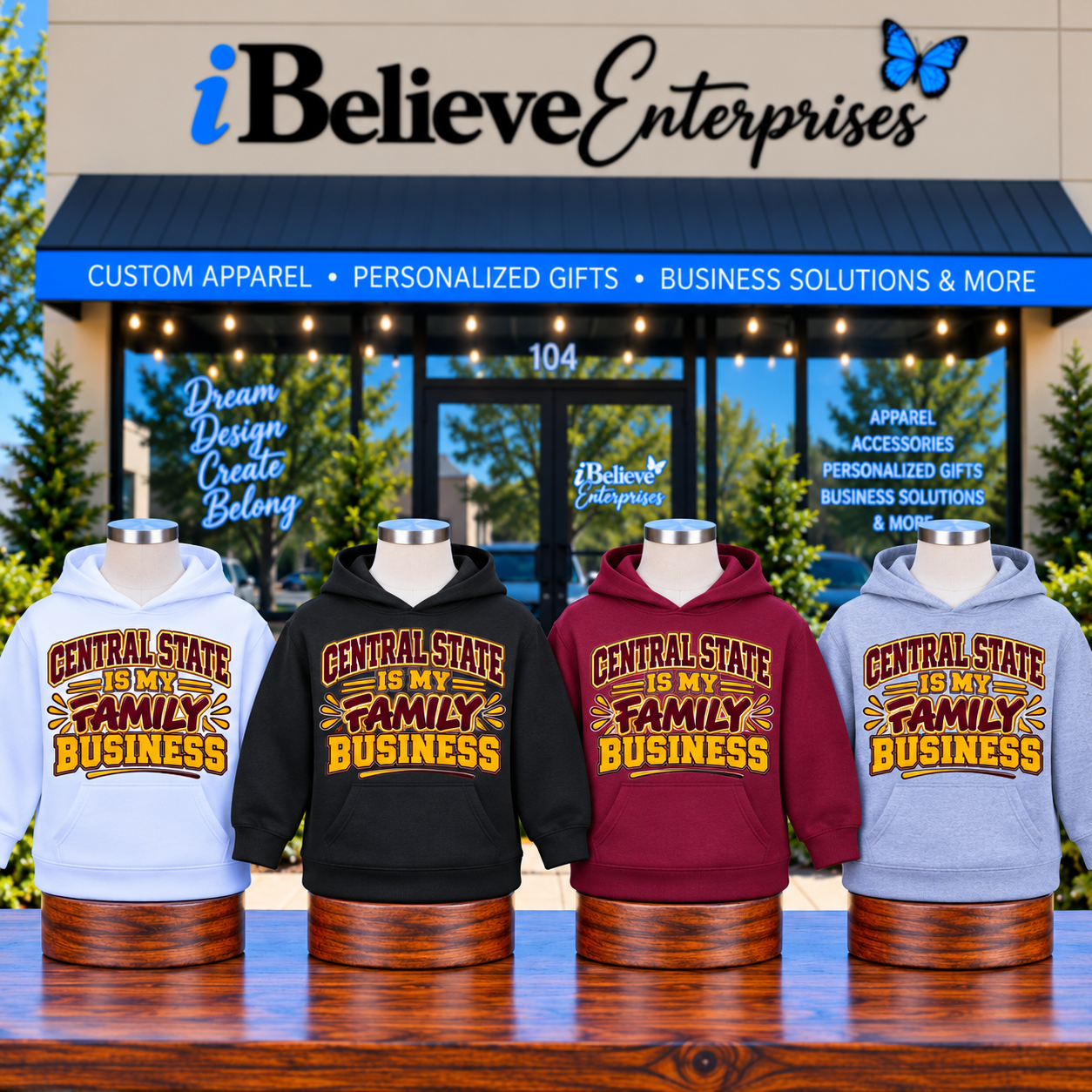 Central State Is My Family Business Kids Hoodie