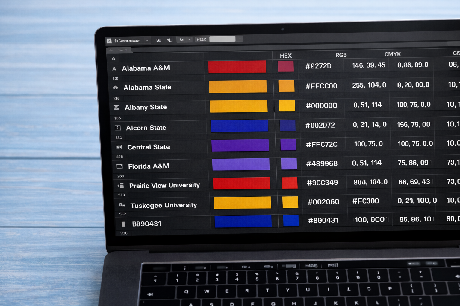 HBCU Official Color Codes — All 107 Schools