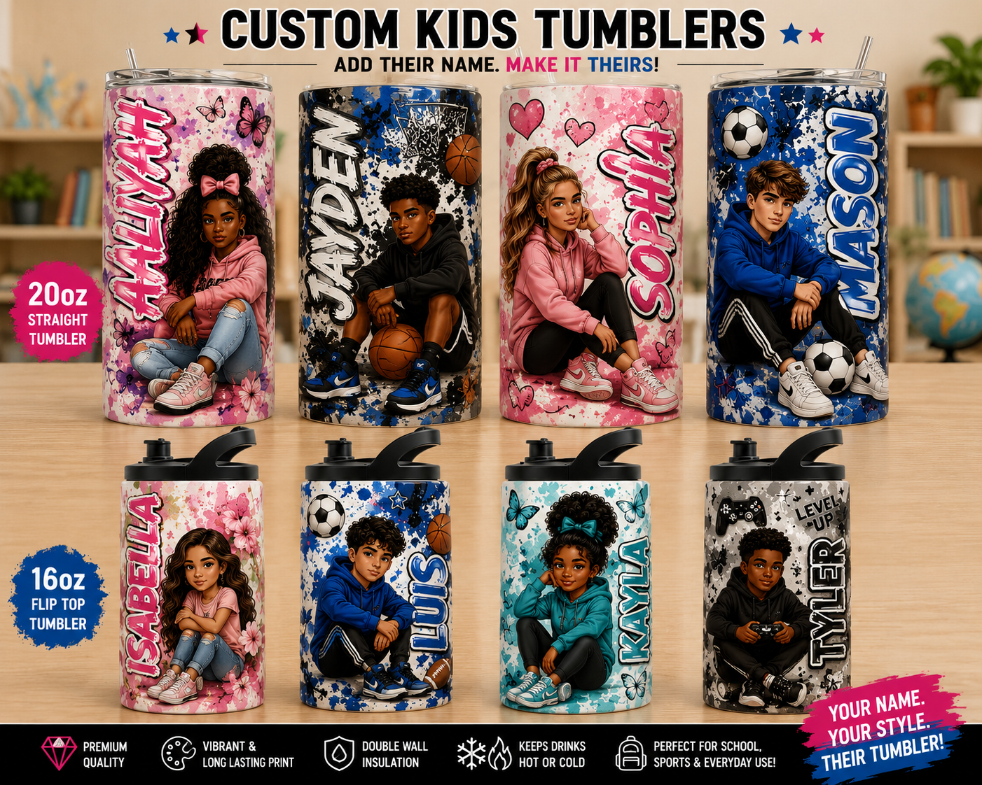 Custom Tumbler 16oz | Kids