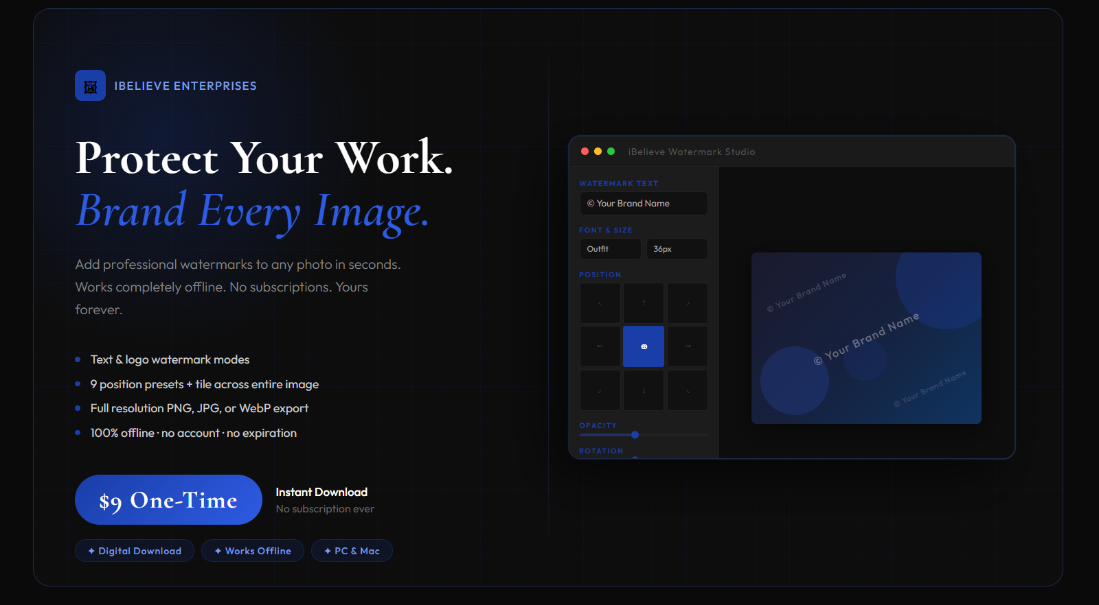 iBelieve Watermark Studio — Digital Watermark Tool